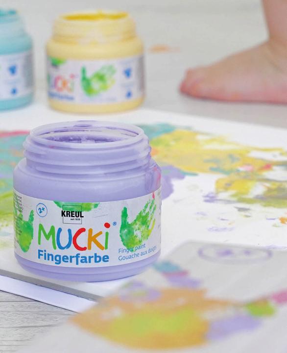 Image du produit Kreul MUCKI Kit de peinture au doigt (Jaune, Orange, Rose, Lila, Vert, Turquoise, 900 ml)
