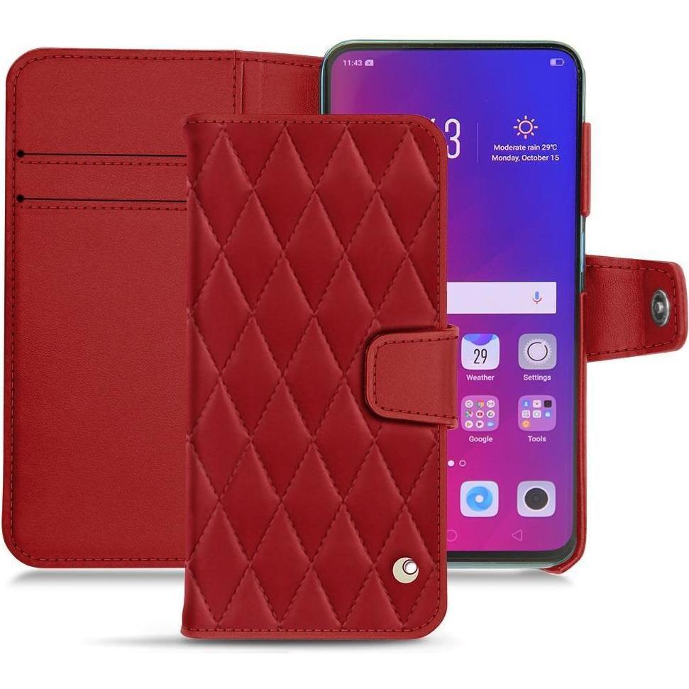 Noreve Lederschutzhülle Wallet (Oppo Find X), Smartphone Hülle, Rot