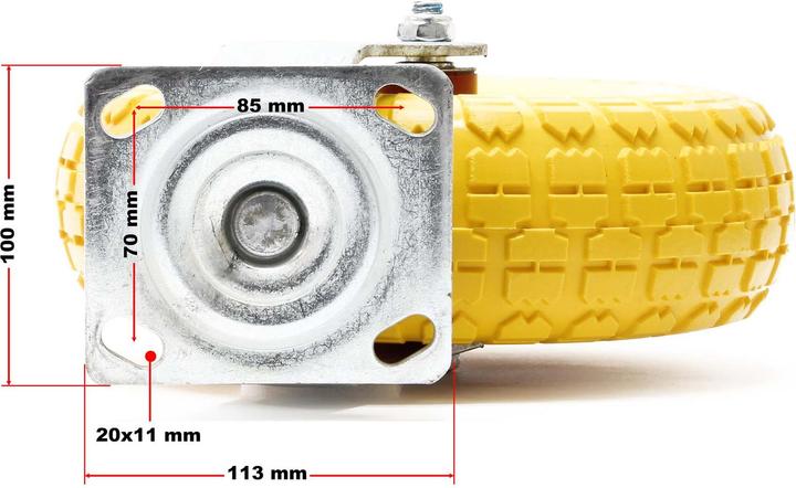 Image du produit Wiltec Jeu 2x Roulettes pivotantes à direction Jaune 258 x 78 mm Jantes en métal increvables 150kg par roue