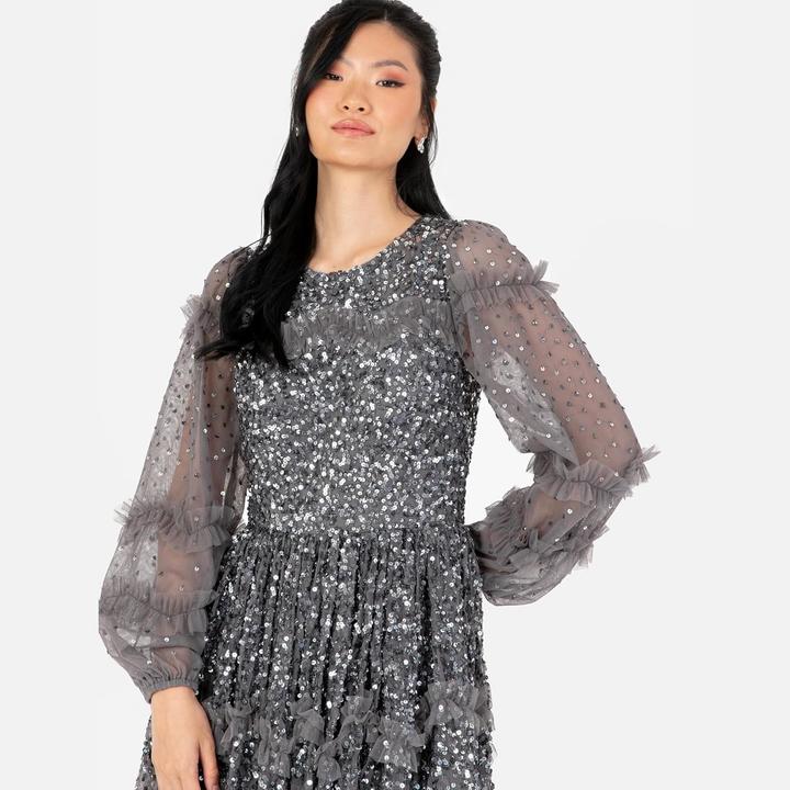 Image du produit Herba Abito Midi Manica Lunga con Paillettes e Balze (38)