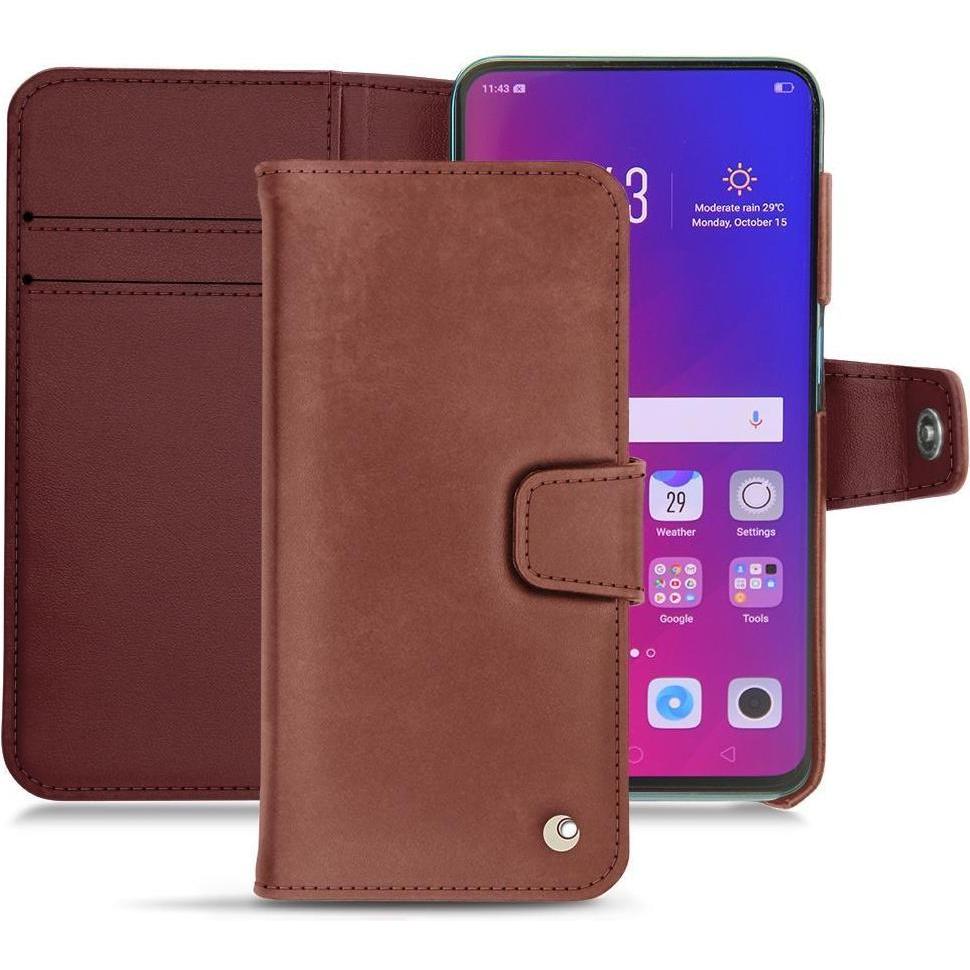 Noreve Lederschutzhülle Wallet (Oppo Find X), Smartphone Hülle, Rot