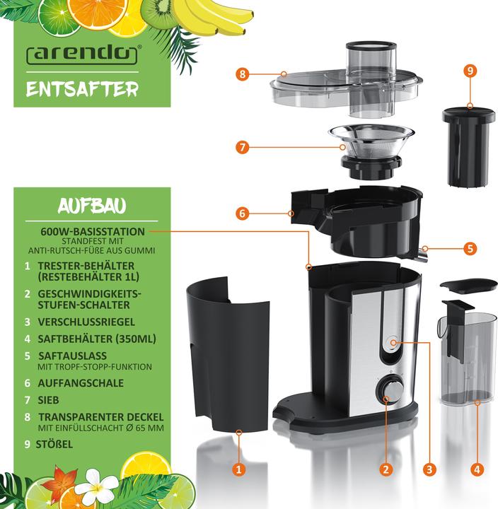 Produktbild Arendo Zentrifugaler Entsafter 600 W