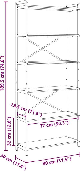 Immagine prodotto vidaXL Bücherregal (30 x 30 x 189.50 cm)