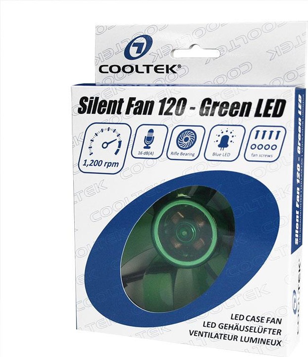 Produktbild Cooltek Silent Fan 120 LED - 1.200 U/Min (120 mm, 1 x)