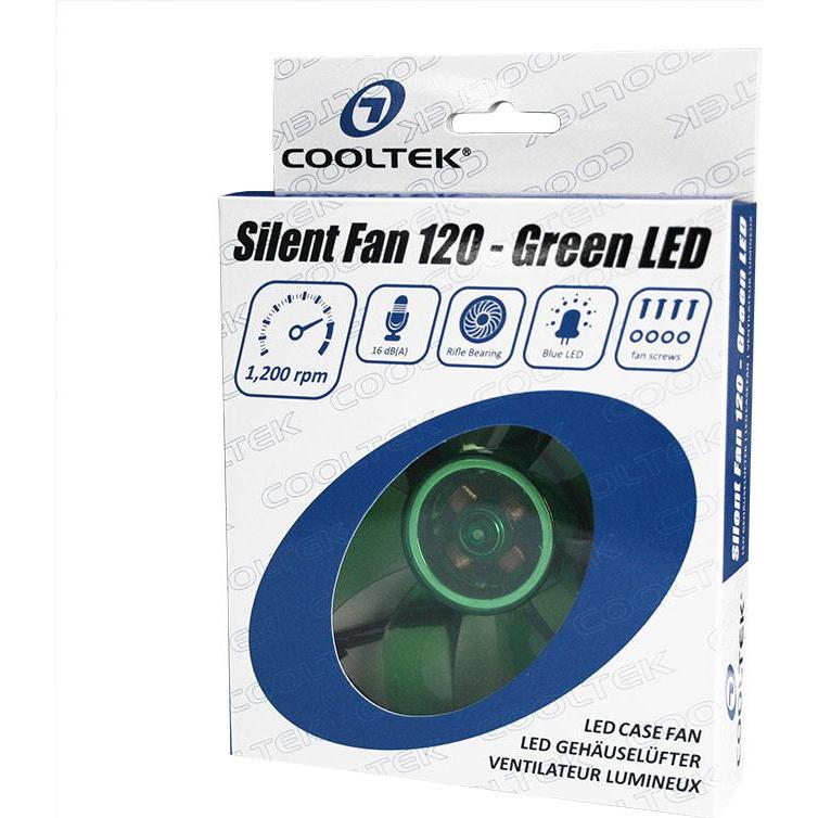 Thumbnail - Cooltek Silent Fan 120 LED - 1.200 U/Min (120 mm, 1 x), PC Lüfter, Grün