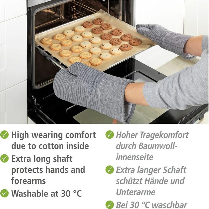 Actual product image Wenko Kitchen Glove Ada Stripes Grey, 2 pieces (Silicone, Cotton, Polyester, Viscose)