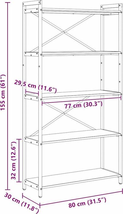 Immagine prodotto vidaXL Bücherregal (30 x 30 x 155 cm)