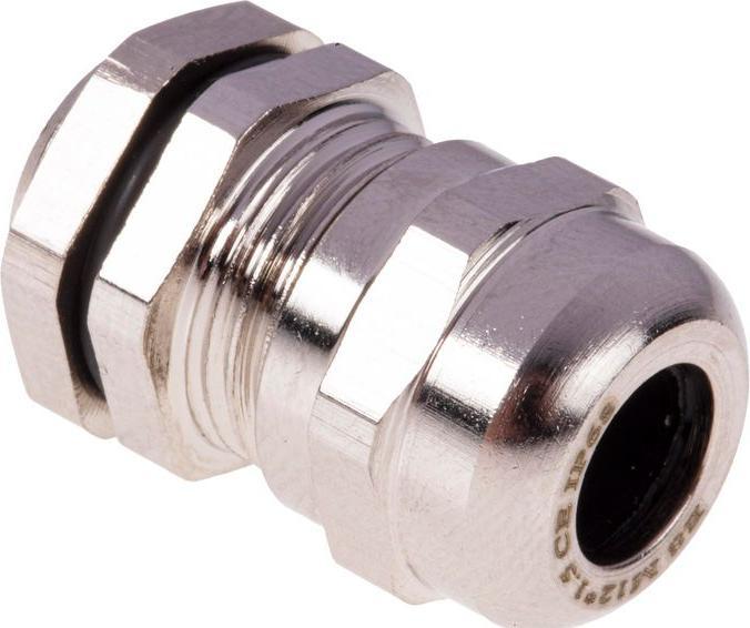 RS PRO M12 Brass Cable gland + locknut,3-6.5mm