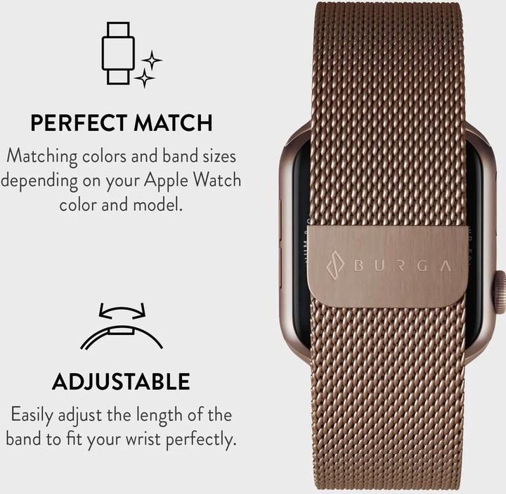 Productafbeelding Burga Apple Watch Band Metal Mesh Rose Gold 38mm / 40mm / 41mm (Roestvrij staal)