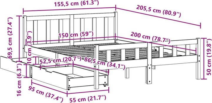 Image du produit vidaXL Bettrahmen (150 x 200 cm)