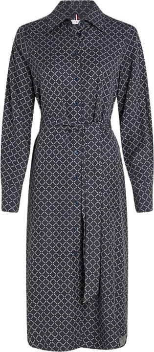 Tommy Hilfiger Diamond Monotype Dames Jurk Viscose - Blauw - Maat 40