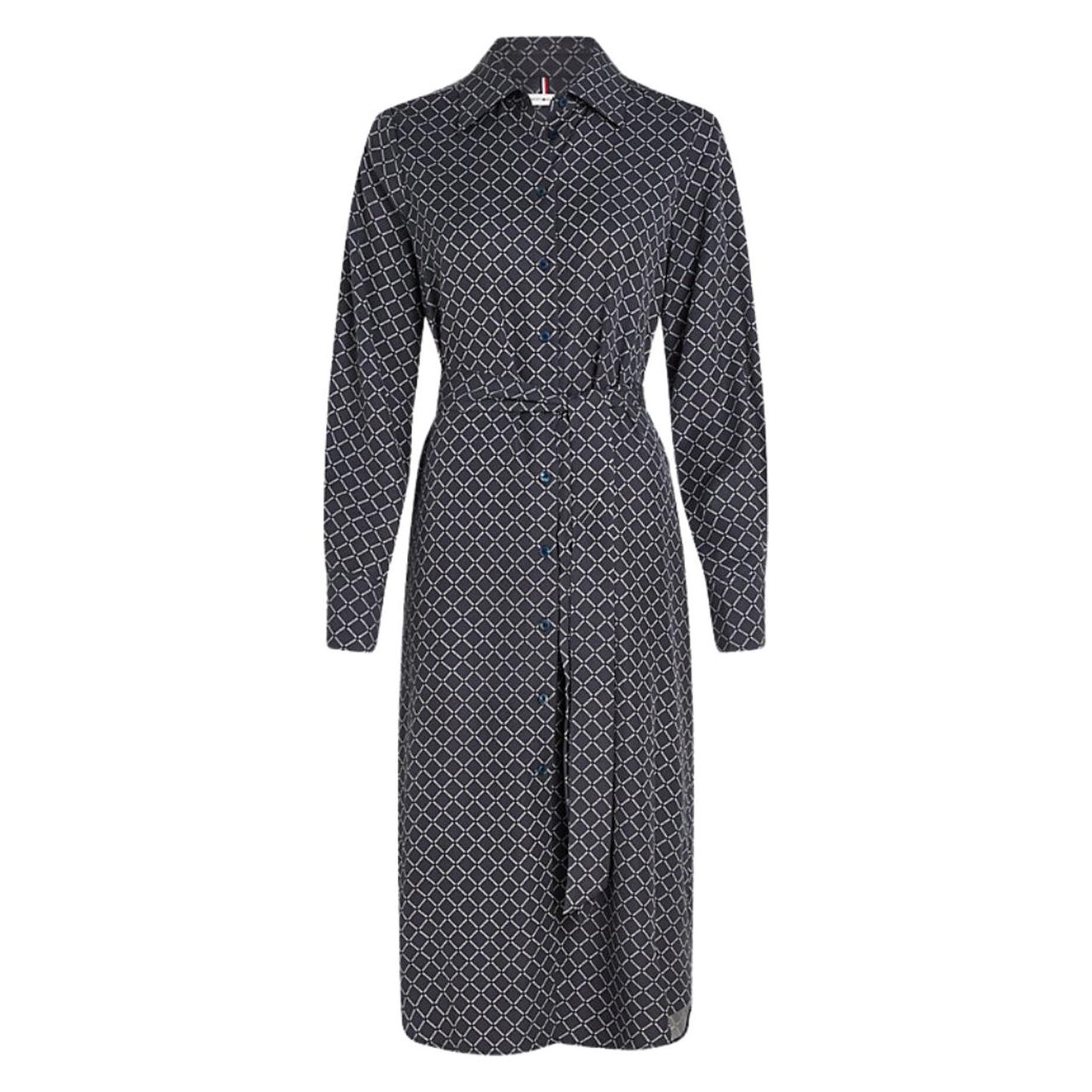 Tommy Hilfiger, Damen, Kleider, Diamond Monotype Dames Jurk Viscose - Blauw - Maat 36, Blau, (36)