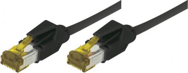 Actual product image Tecline Patch cord S/FTP, PiMF, Cat 6a, black, 3.0 m For 10 Gigabit/s, halogen-free, with Draka cable and Hi (S/FTP, CAT6a, 3 m)