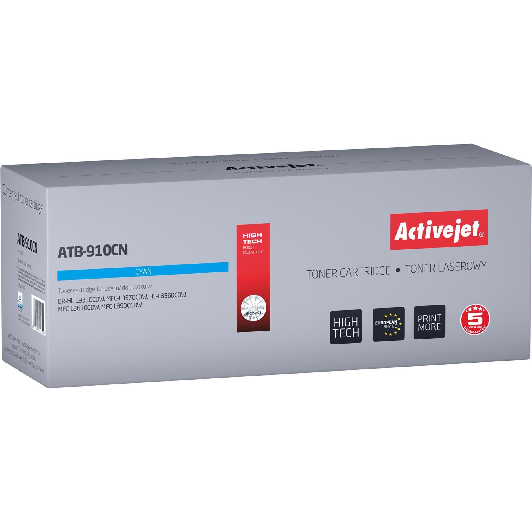 Activejet, Toner, ATB-910CN Toner (Ersatztoner Brother TN-910C Supreme 9000 Seiten cyan)