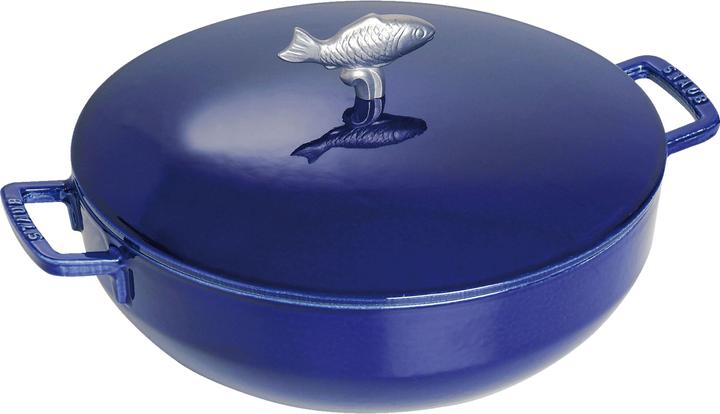 Actual product image Staub 40510-326-0 Fish cocotte 28 cm cast iron Induction-suitable dark blue (28 cm, Casserole + Stewpot, Cast iron)