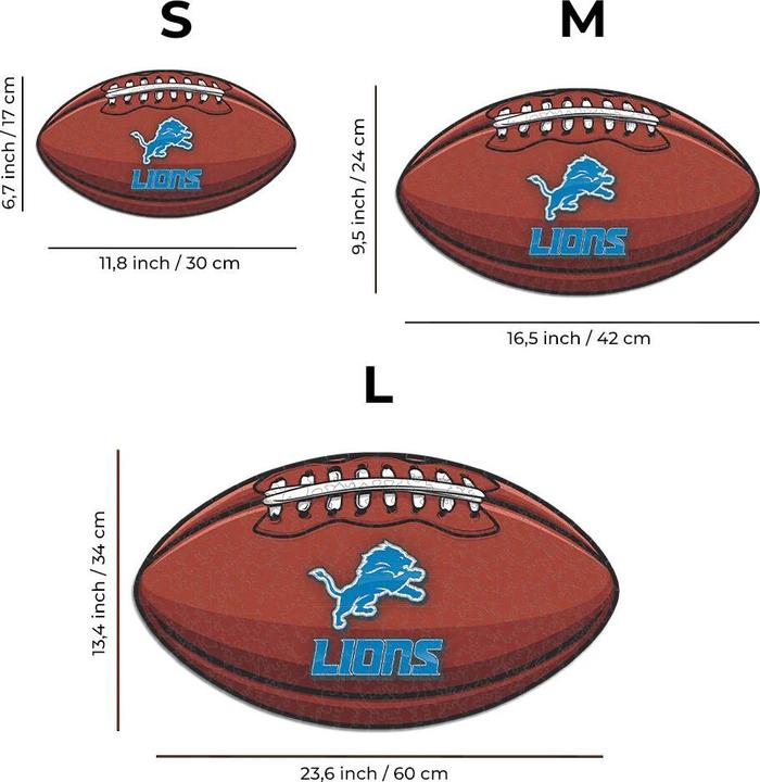 Produktbild Iconic NFL - Detroit Lions – Football mit Logo - Holz Puzzle Grösse S (150 Teile) (150 Teile)
