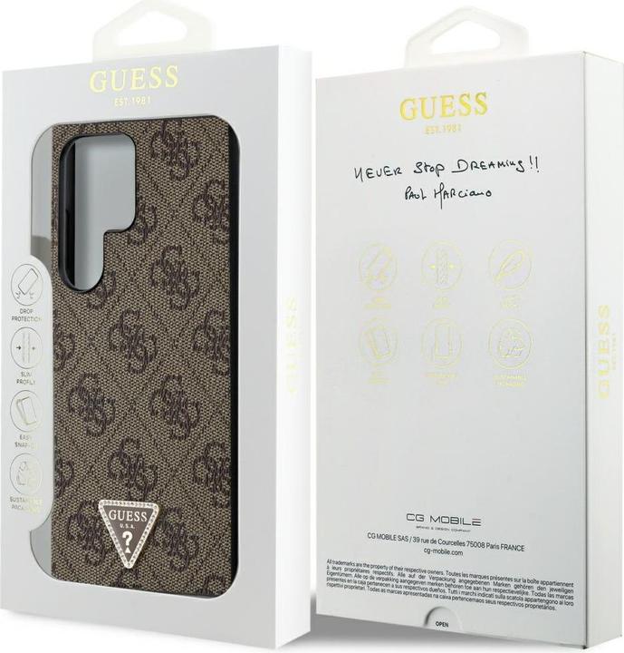 Produktbild Guess GUHCLPGS4TDW S928 brązowy/brown hardcase Grip Stand 4G Triangle Strass (Samsung Galaxy S24 Ultra)