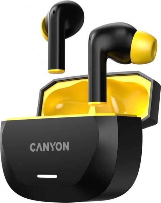 Actual product image Canyon Wireless headphones headset HEXAGON 7 TWS ANC+ENC Wireless Charge Black Yellow (6.50 h, Wireless)