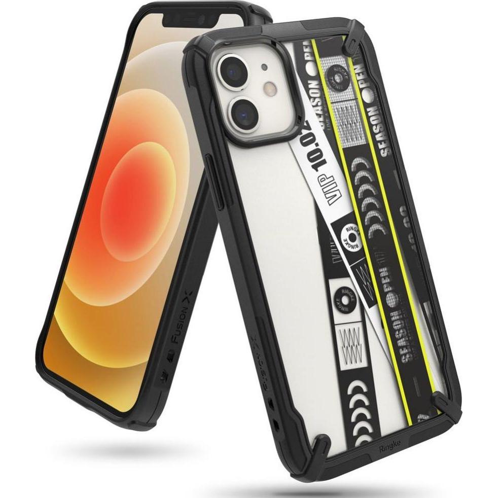 Ringke Fusion X Design durable PC Case with TPU Bumper for iPhone 12 mini black (Ticket band) (XDAP0 (Apple iPhone 12 mi...