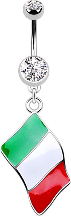 Immagine prodotto Star Piercing Banane silber mit Anhänger Flagge Italien (senza ottone, Acciaio chirurgico 316L)