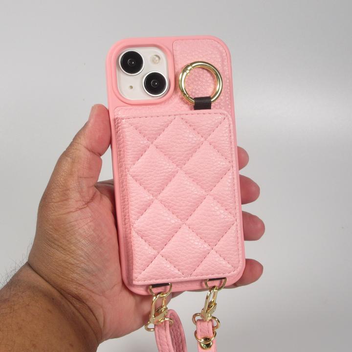 Actual product image PhoneLook Hülle Gepolstertes Leder mit Spiegel und Kartenfach grosse abnehmbare Riemen (Apple iPhone 15)