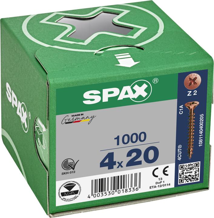 Actual product image Spax Countersunk Multi Head Cross Recess Z2 Fully Threaded Burnished (1000 Screws per piece)