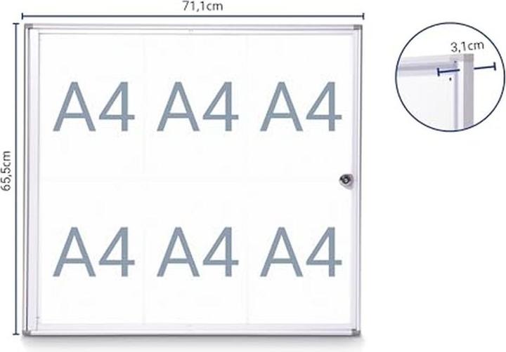 Immagine prodotto Maul Vetrina, profondità esterna 27 mm (Lavagna bianca, 65,5 x 71 cm)