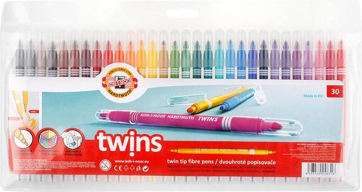 Koh-i-Noor Marqueurs Twins, réversibles, 30 couleurs (238656) (30x)