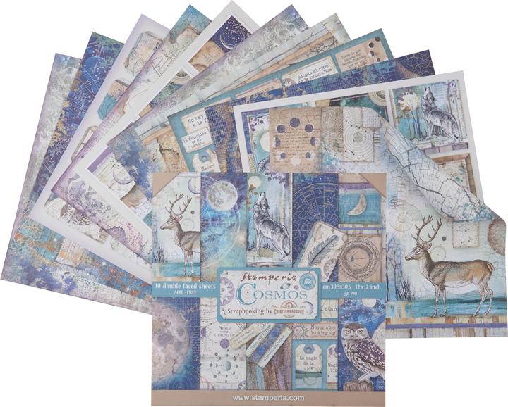Actual product image Stamperia Scrapbook block "Cosmos", 10 sheets, 30.5 x 30.5 cm (190 g/m², 10 x)