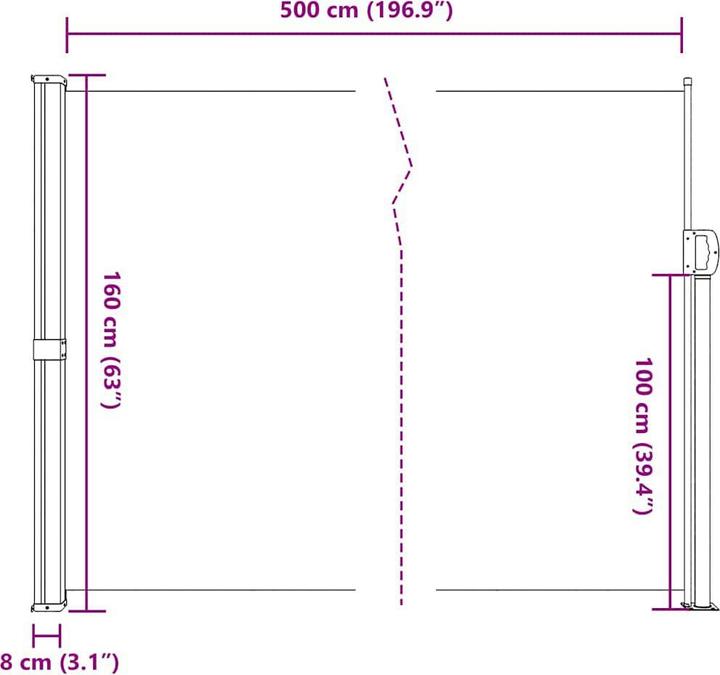 Actual product image vidaXL Extendable side awning (5 m)