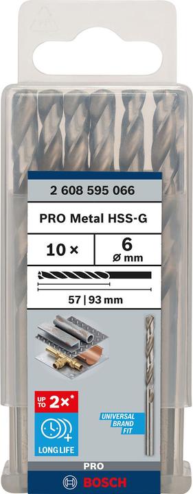 Actual product image Bosch Professional Zubehör PRO Metal HSS-G twist drill, 6 x 57 x 93 mm (6 mm)