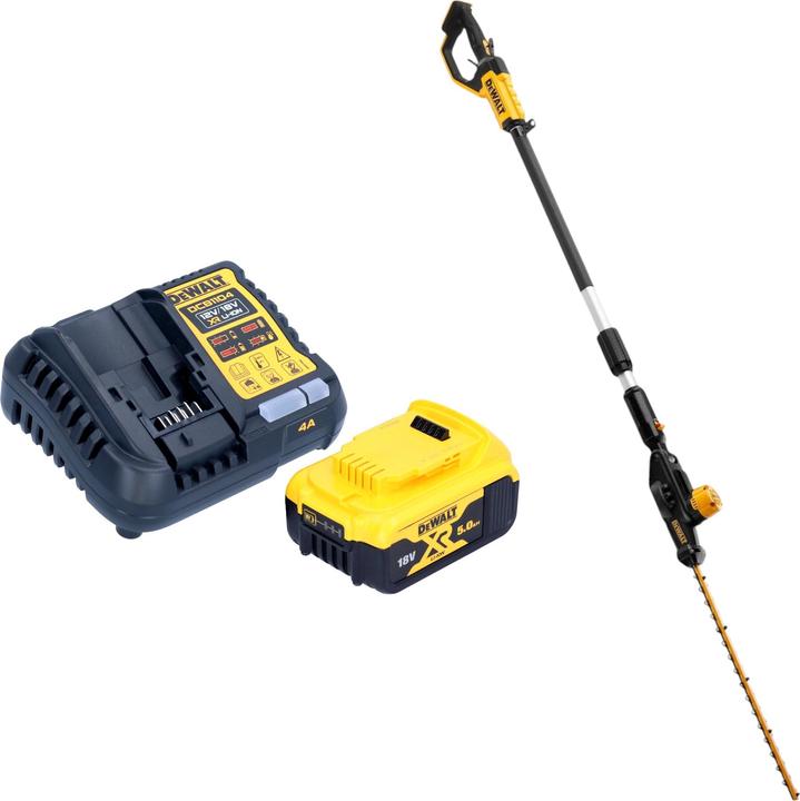 Produktbild DeWalt DCMPH 566 P1 Akku Stabheckenschere 18 V 55 cm + 1x Akku 5,0 Ah + Ladegerät (Akkubetrieb)