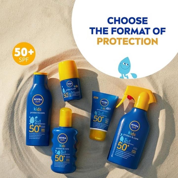 Produktbild NIVEA Sun Kids Protect & Care SPF 50+ Coloured Spray 200ml Sunscreen Moisturizing Spray (Sonnenspray, SPF 50+, 200 ml)
