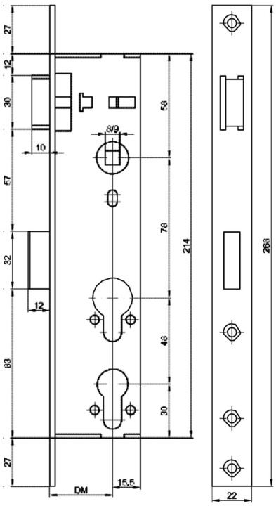 Actual product image MSL Tubular frame mortise lock PORTA 1937 (Mortise lock)