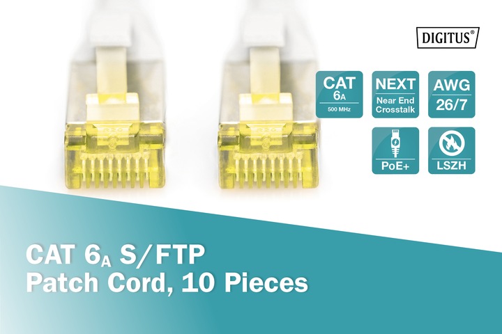 Produktbild Digitus CAT 6A S/FTP Patchkabel, 10 Stück (S/FTP, CAT6a, 5 m)