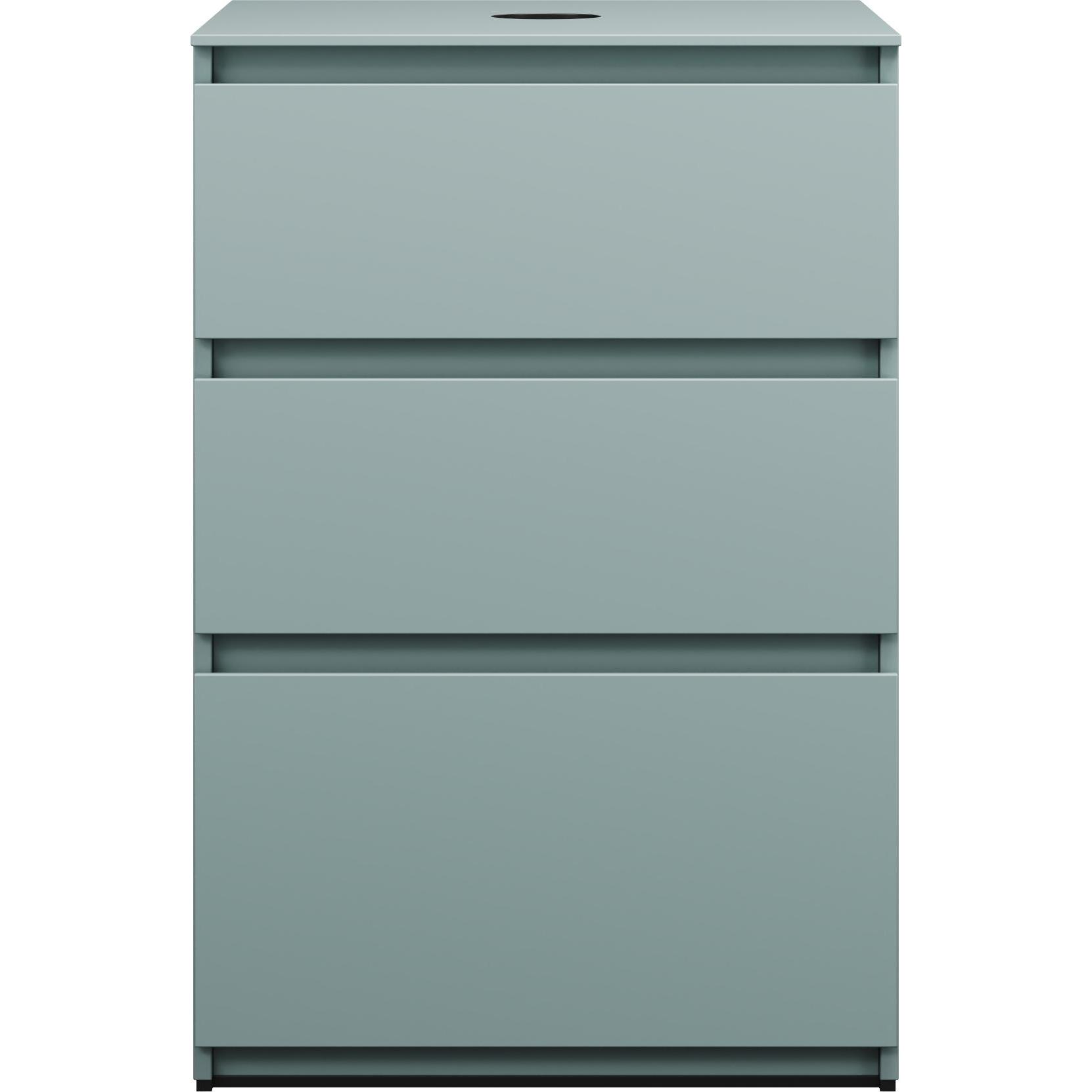 burgbad, Waschbeckenunterschrank, Lin20 Waschtischunterschrank inklusive Konsolenplatte, 3 Auszüge, Tiefe 552, 602x552x9...