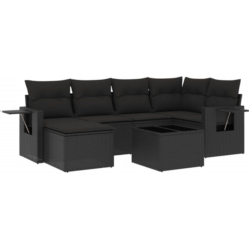 VidaXL, Gartenlounge, Gartenmöbel Sofa Garnitur Gartengarnitur Garten Sitzgruppe 7-tlg. Schwarz