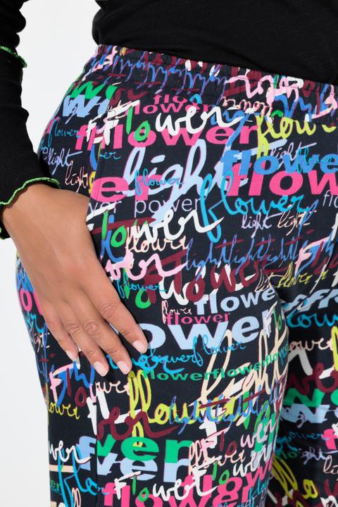 Image du produit Angel of Style Pantalon en molleton, jambe droite et message « flower power » coloré (60)