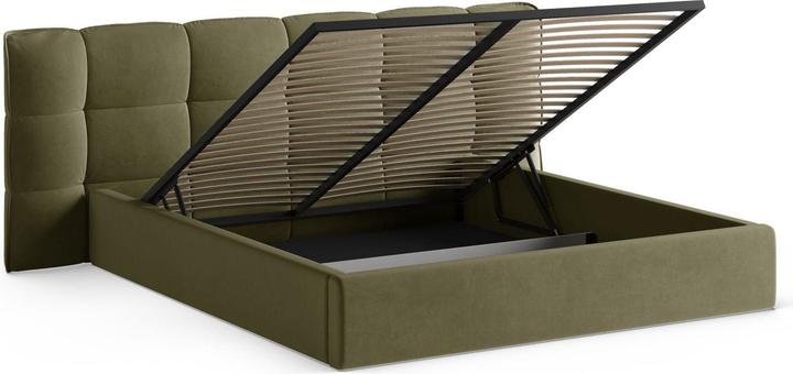 Actual product image Micadoni Velvet Storage Bed With Headboard, "Eric", Light Green, 225x270x104 Made in Europe (180 x 200 cm)