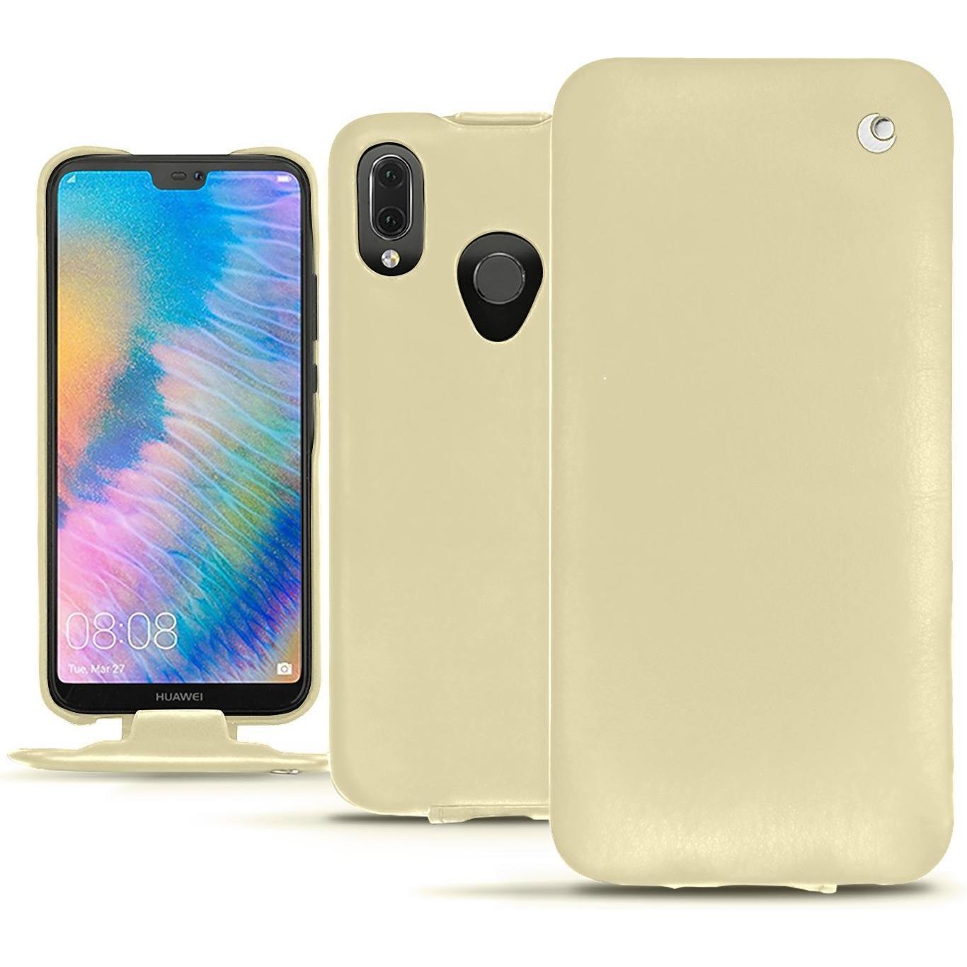 Noreve Lederschutzhülle vertikal (Huawei P20 Lite), Smartphone Hülle, Beige
