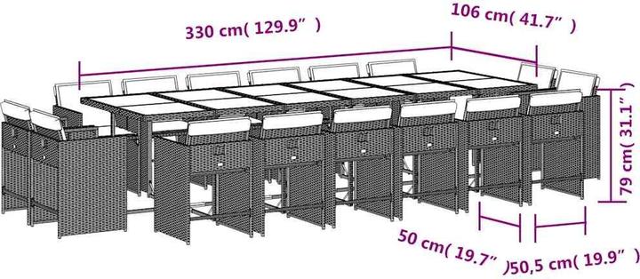 Produktbild vidaXL Garten Essgruppe (330 x 106 x 73 cm)
