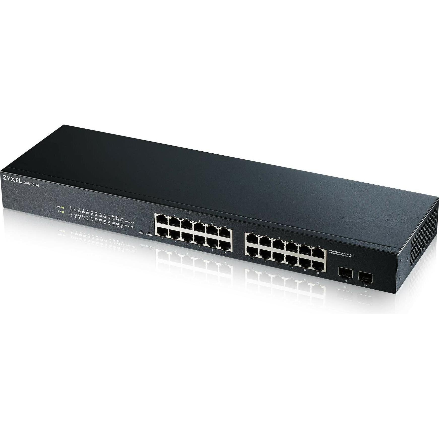 Zyxel GS1900-24 v2 (26 Ports), Netzwerk Switch, Schwarz