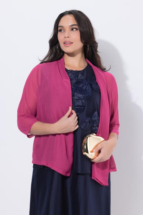 Actual product image Ulla Popken Oversized Shawl Collared Chiffon Jacket (54)