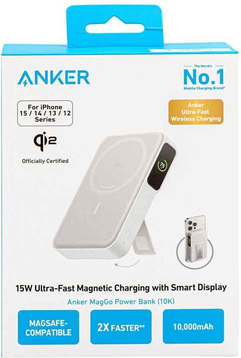 Actual product image Anker 633 magnetic Wireless Powerbank 15W 10000mAh 27W USB-C Port white (10000 mAh, 27 W, 27 Wh)