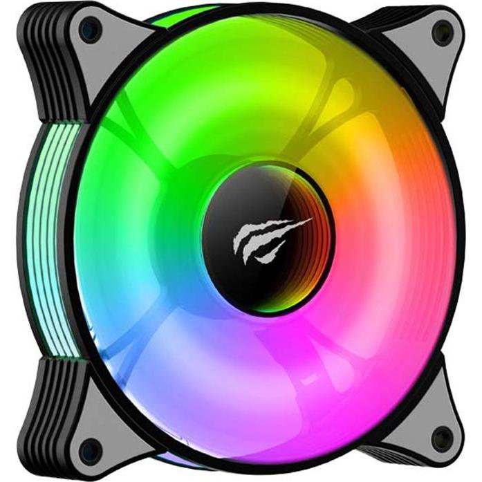 Havit - Cooler Fan (F2095) - for PC, 6001800RPM, 38dB, 1.44W, LED Lights - Black (1x), Ventola PC, Nero