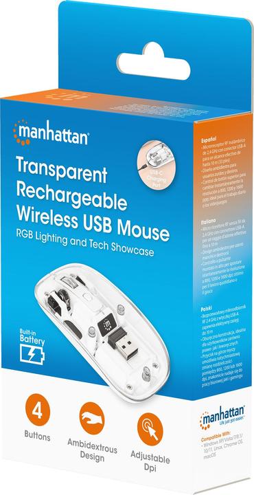 Actual product image Manhattan MH Transparent 4D mouse, White