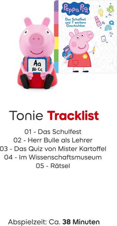 Immagine prodotto Tonies Audiosystem Hörfigur Peppa Pig - Das Schulfest und 7 weitere Geschichten (Tedesco)