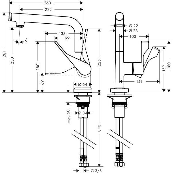 Thumbnail - hansgrohe, Küchenarmatur, Einhebel-Spültischmischer Sel AXOR CITTE DN 15 brushed black chrome