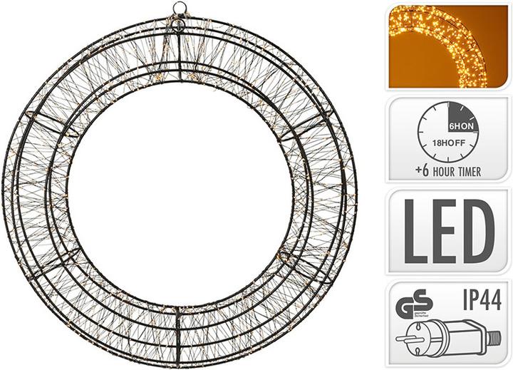 Produktbild G. Wurm Lichterkranz 1440er LED extra warmweiss mit Timer 6/18, IP44 Adapter aus Kunststoff schwarz Ø50cm (0.50 m)