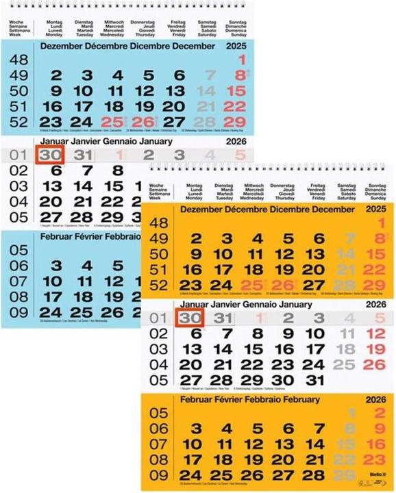 Biella 3-Monats-Kalender (31 x 40 cm, Kein Einband, Deutsch)